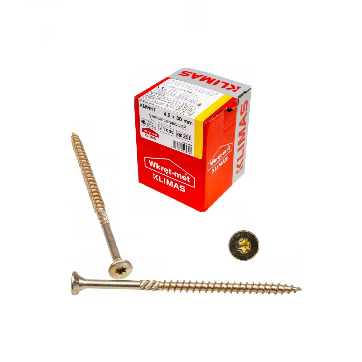 KLIMAS Wkret-met WKCS Ø4,5x80 mm TX-20 konštrukčná skrutka do dreva so zápustnou hlavou