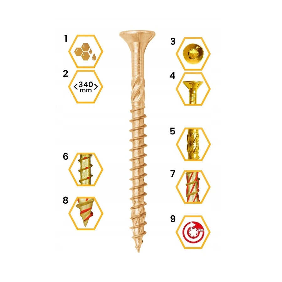 KLIMAS Wkret-met WKCS Ø5 mm TX-25 konštrukčná skrutka do dreva so zápustnou hlavou