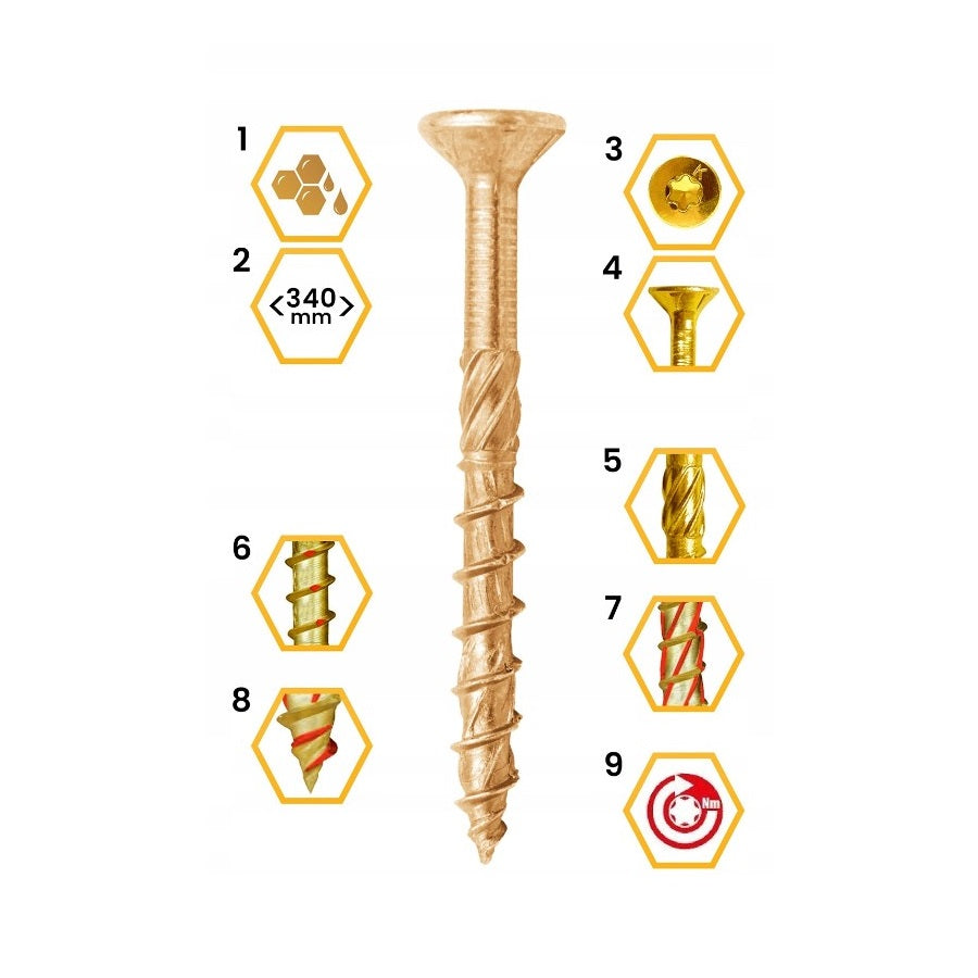 KLIMAS Wkret-met WKCS Ø6 mm TX-30 konštrukčná skrutka do dreva so zápustnou hlavou