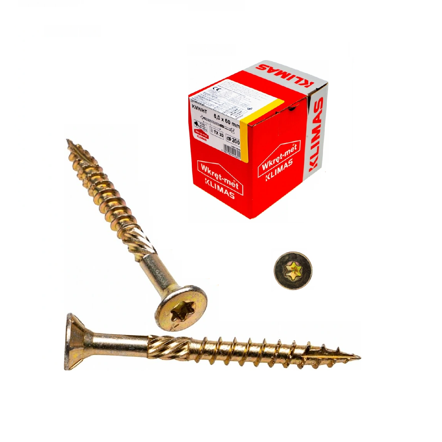 KLIMAS Wkret-met WKCS Ø6x60 mm TX-30 konštrukčná skrutka do dreva so zápustnou hlavou