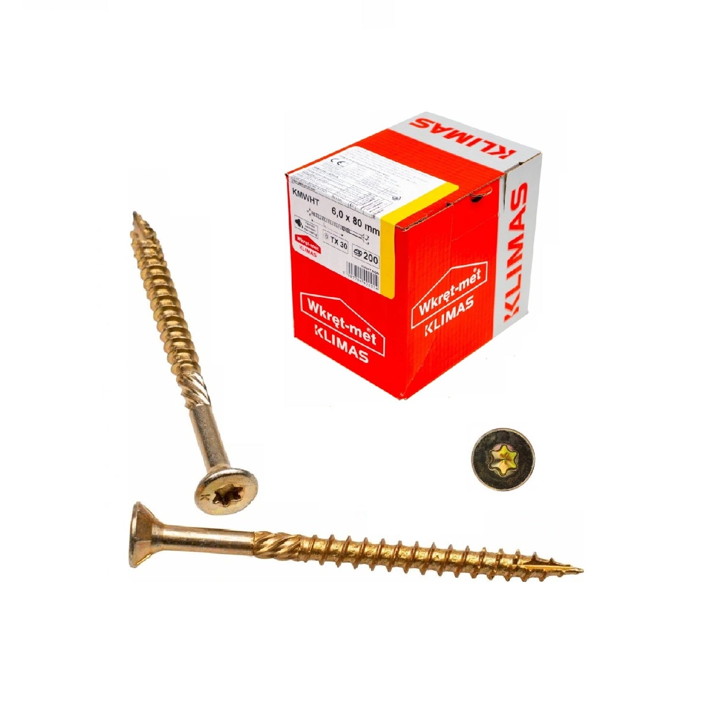 KLIMAS Wkret-met WKCS Ø6x80 mm TX-30 konštrukčná skrutka do dreva so zápustnou hlavou