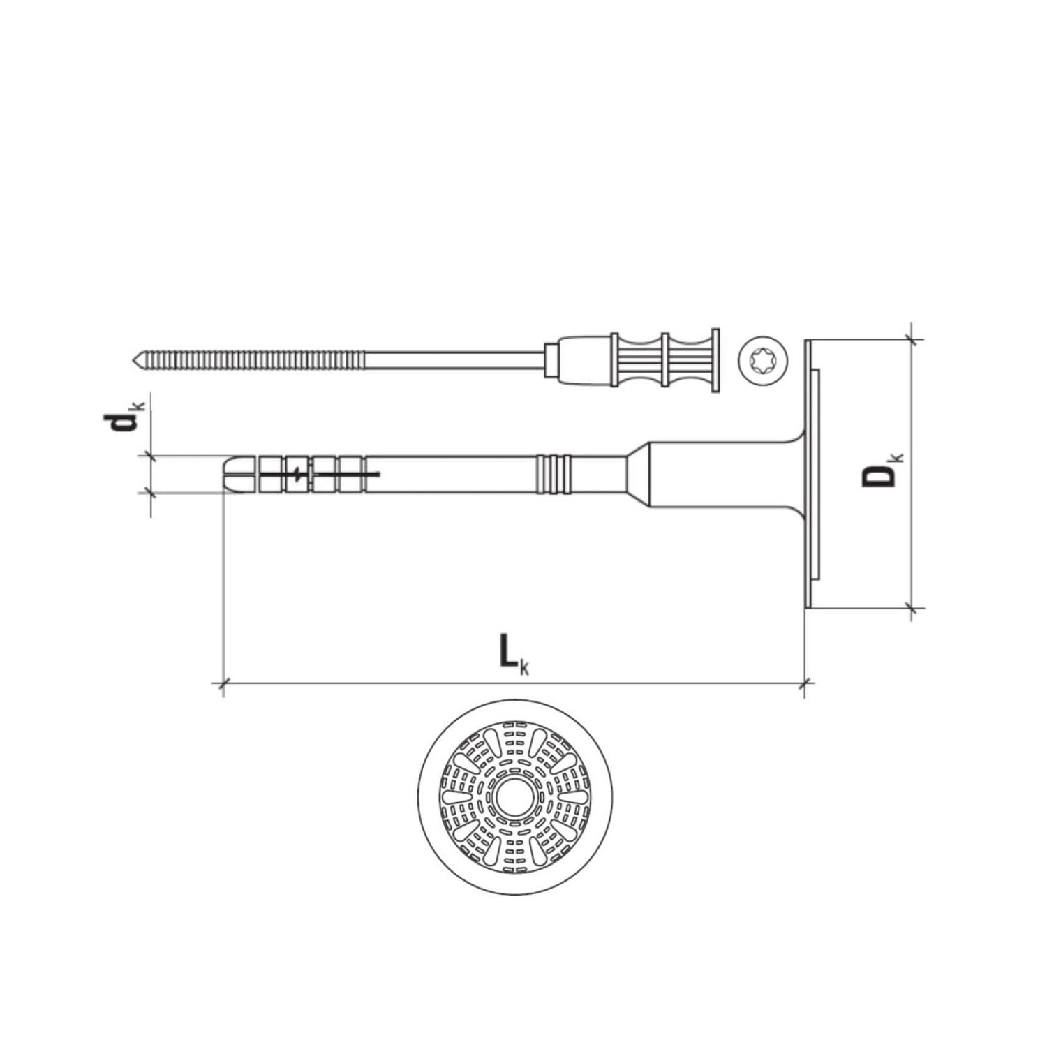 KLIMAS Wkret-met WKTHERM-S Tanierová hmoždinka s kovovým tŕňom a skrátenou expanznou zónou Ø8 mm