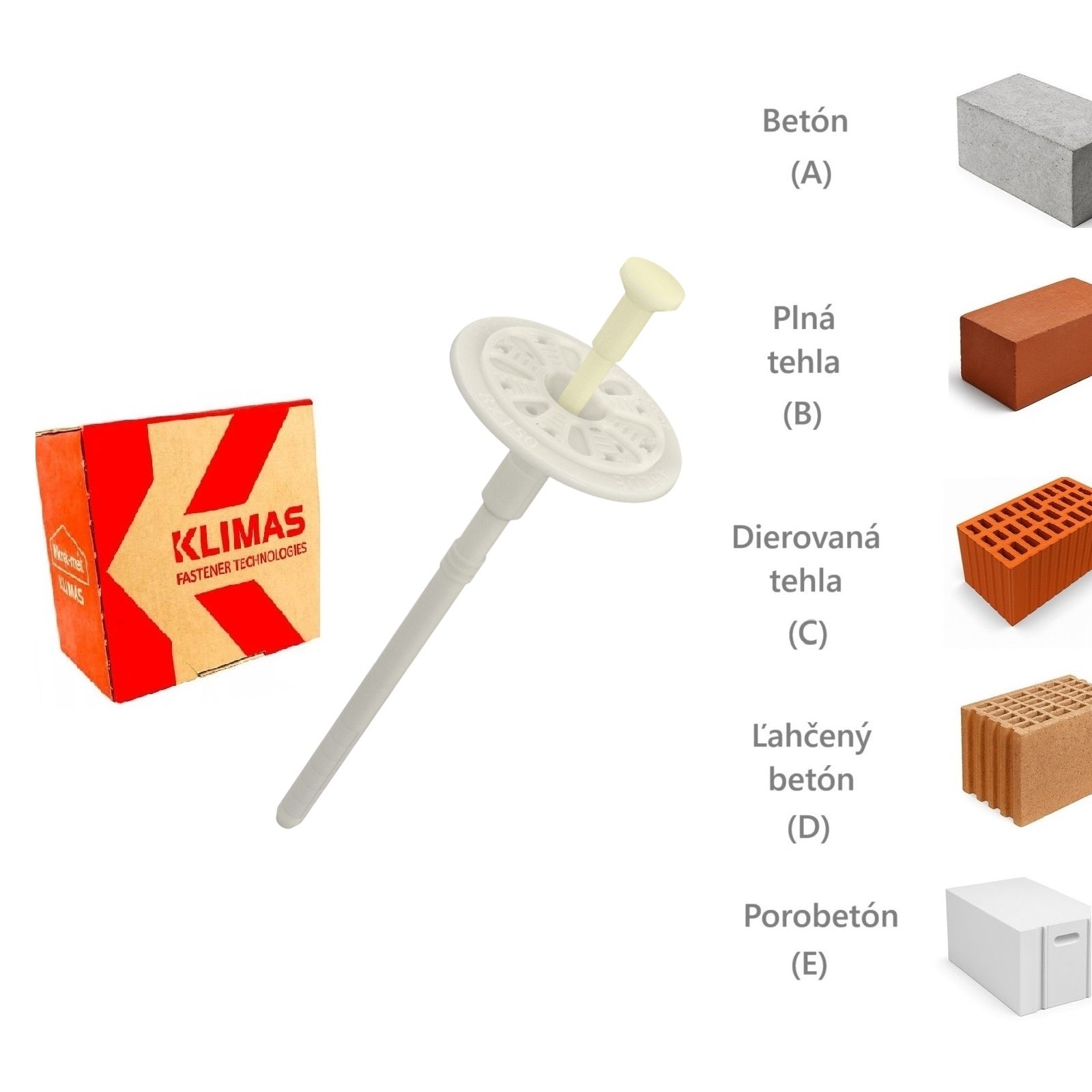 KLIMAS Wkret-met FIXPLUG Tanierová hmoždinka s plastovým tŕňom Ø8 mm