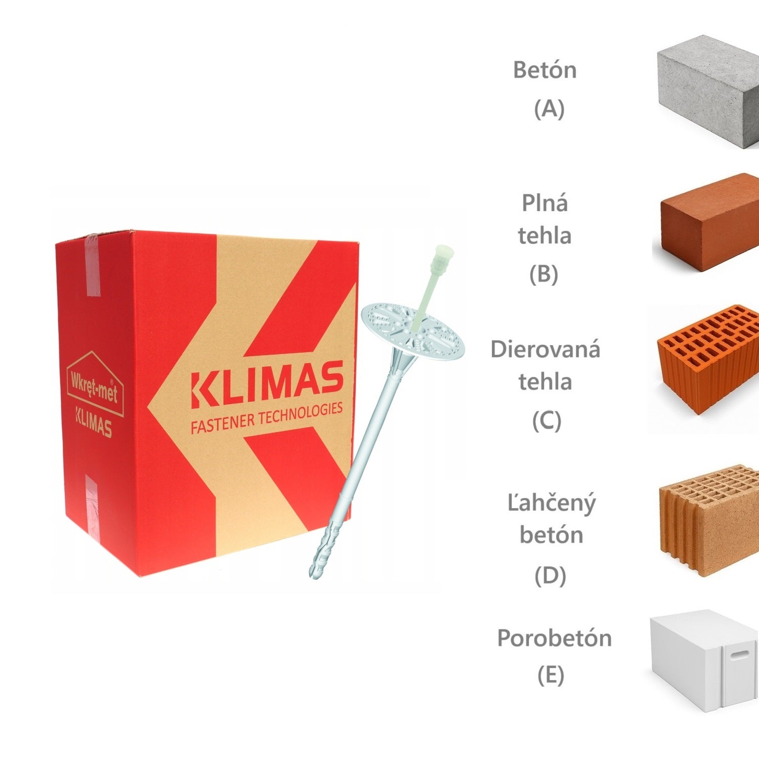 KLIMAS Wkret-met LTX-8 Tanierová hmoždinka s plastovým tŕňom a skrátenou expanznou zónou Ø8 mm
