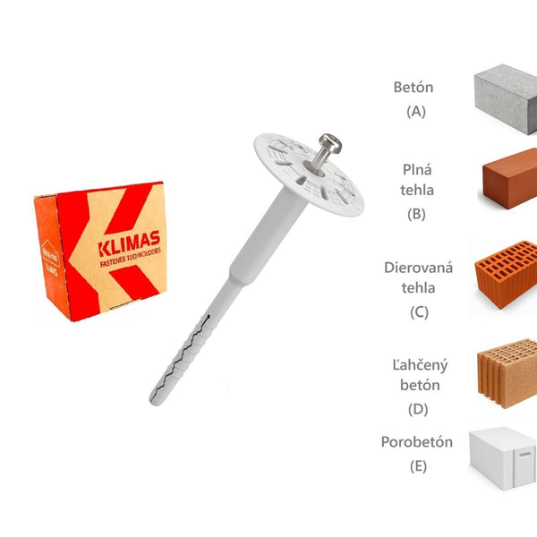 KLIMAS Wkret-met ThermoDrive-V2 Tanierová hmoždinka s kovovou skrutkou Ø8 mm