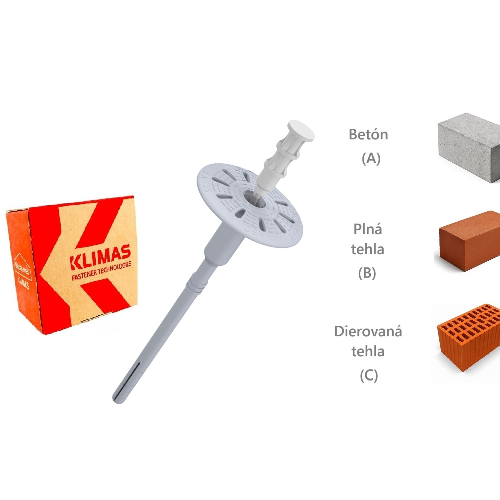 KLIMAS Wkret-met WKTHERM Tanierová hmoždinka s kovovým tŕňom a skrátenou expanznou zónou Ø8 mm