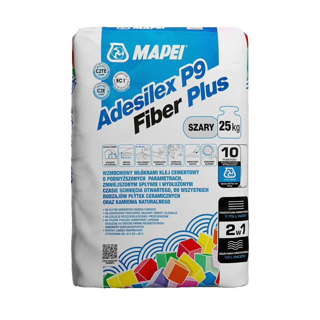MAPEI Adesilex P9 Fiber Plus cementové lepidlo s vystuženými vláknami na dlažbu a obklad 25 kg