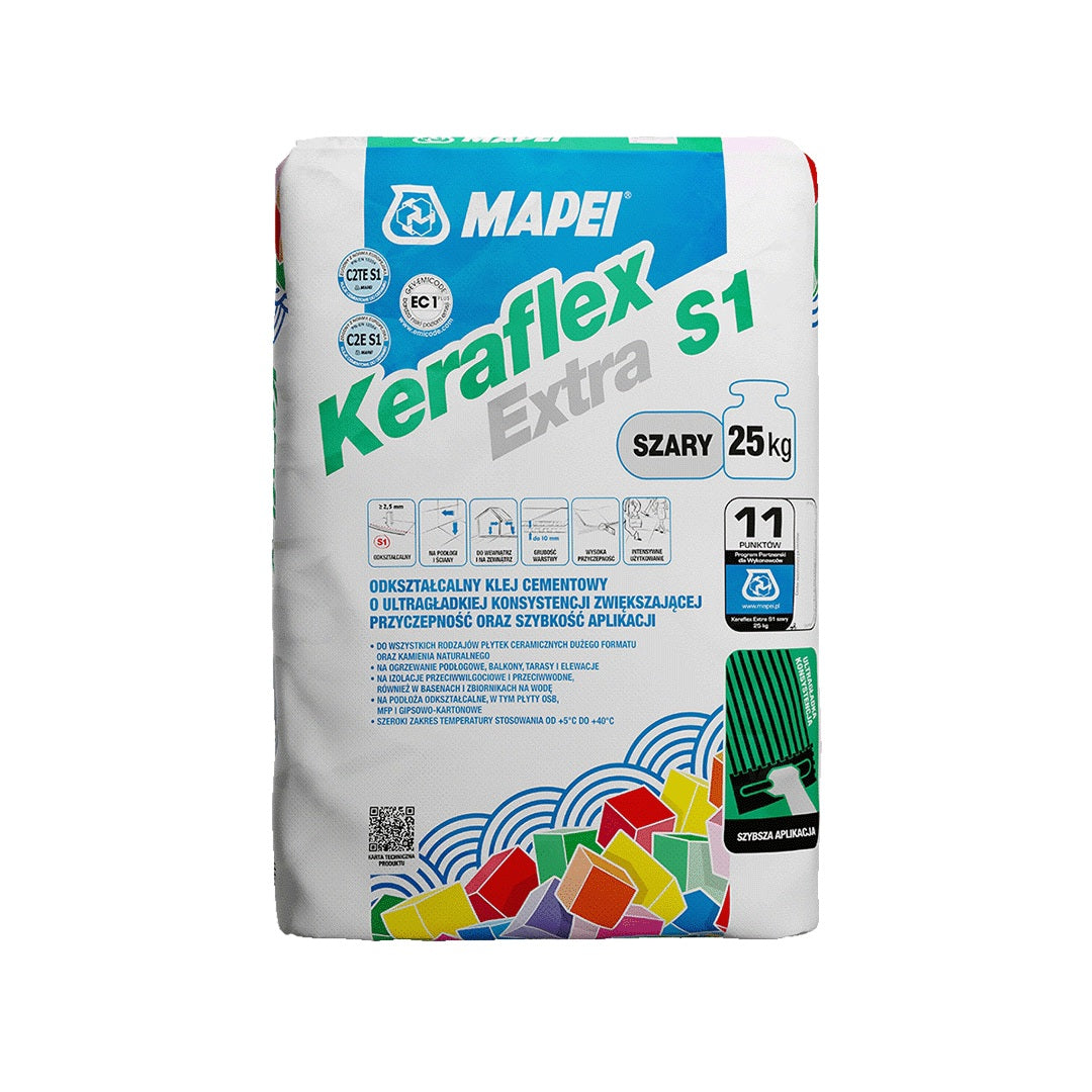 MAPEI Keraflex Extra S1 tenkovrstvé cementové lepidlo na dlažbu a obklad 25 kg