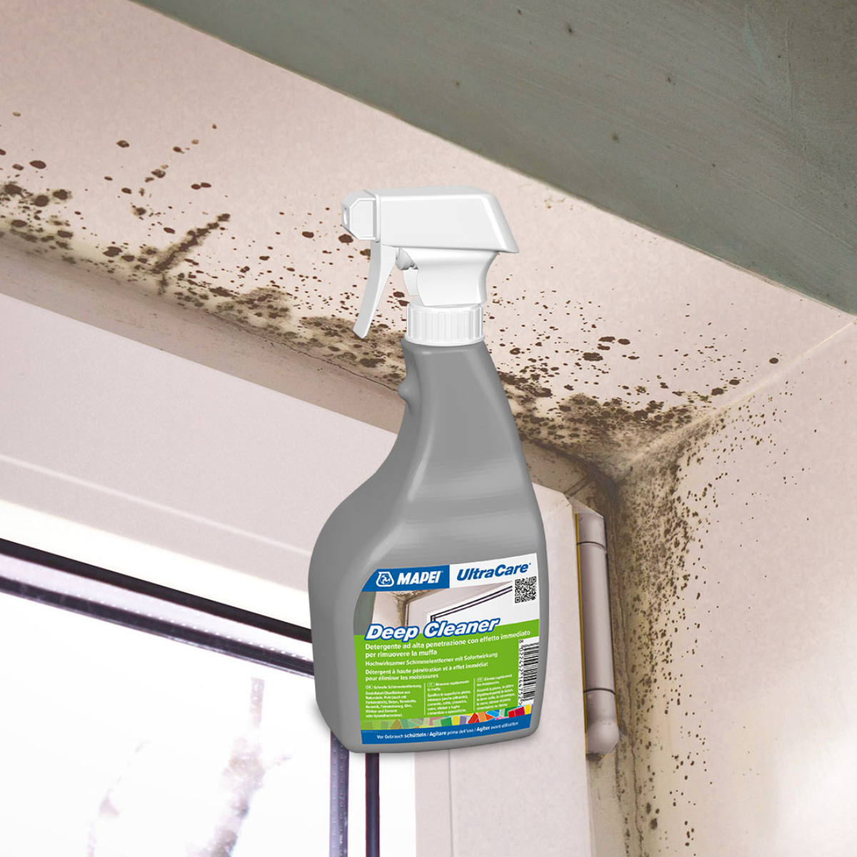 MAPEI UltraCare Deep Cleaner čistiaci prostriedok na odstránenie plesní zo stien aplikácia