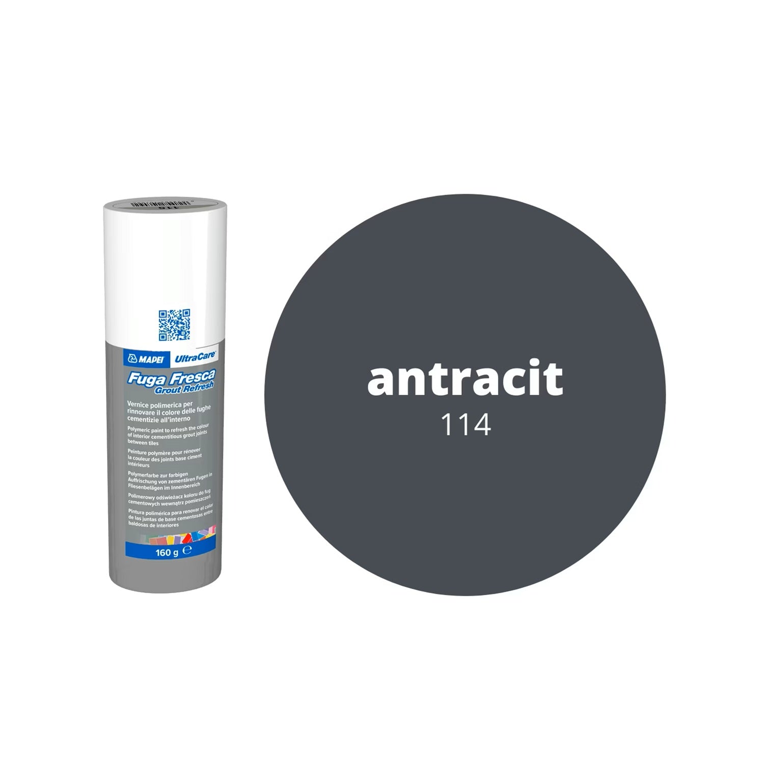 MAPEI UltraCare Fuga Fresca náterová farba na obnovenie škár pre obklady a dlažby 114 antracit
