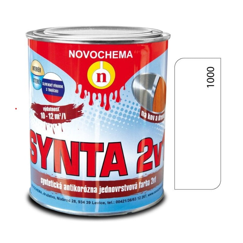 NOVOCHEMA SYNTA 2v1 syntetická jednovrstvová antikorózna farba na kov 2v1 - 1000 - Biela