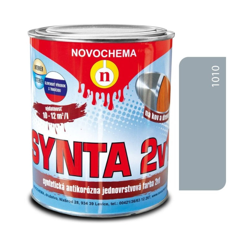 NOVOCHEMA SYNTA 2v1 syntetická jednovrstvová antikorózna farba na kov 2v1 - 1010 - Sivá pastelová