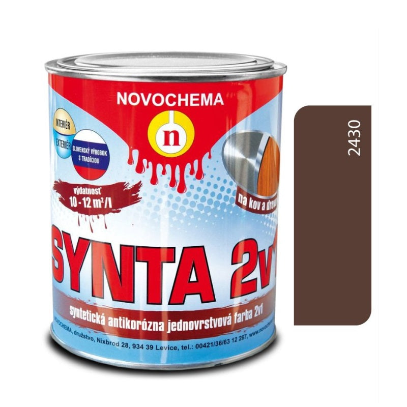 NOVOCHEMA SYNTA 2v1 syntetická jednovrstvová antikorózna farba na kov 2v1 - 2430 - Hnedá čokoládová