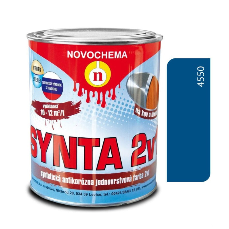 NOVOCHEMA SYNTA 2v1 syntetická jednovrstvová antikorózna farba na kov 2v1 - 4550 - Návestná modrá
