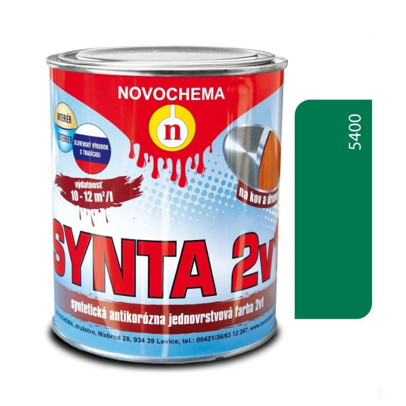 NOVOCHEMA SYNTA 2v1 syntetická jednovrstvová antikorózna farba na kov 2v1 - 5400 - Tmavozelená
