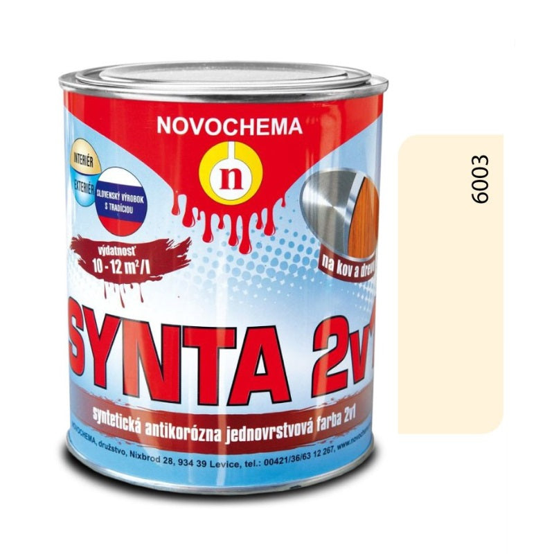 NOVOCHEMA SYNTA 2v1 syntetická jednovrstvová antikorózna farba na kov 2v1 - 6003 - Slonová kosť