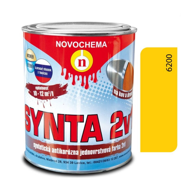 NOVOCHEMA SYNTA 2v1 syntetická jednovrstvová antikorózna farba na kov 2v1 - 6200 - Žltá plynárenská