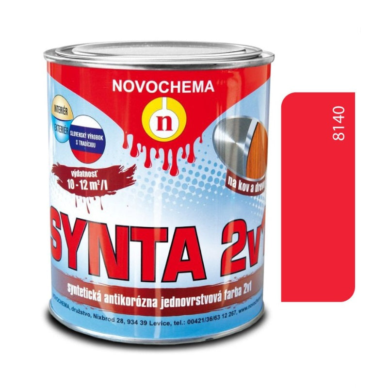 NOVOCHEMA SYNTA 2v1 syntetická jednovrstvová antikorózna farba na kov 2v1 - 8140 - Červená rumelková