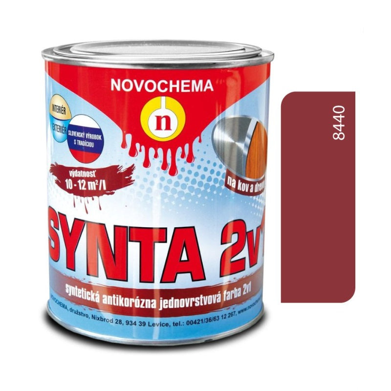 NOVOCHEMA SYNTA 2v1 syntetická jednovrstvová antikorózna farba na kov 2v1 - 8440 - Červenohnedá