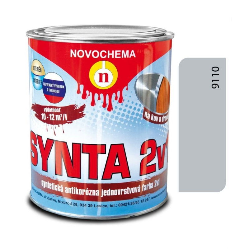 NOVOCHEMA SYNTA 2v1 syntetická jednovrstvová antikorózna farba na kov 2v1 - 9110 - Hliníková