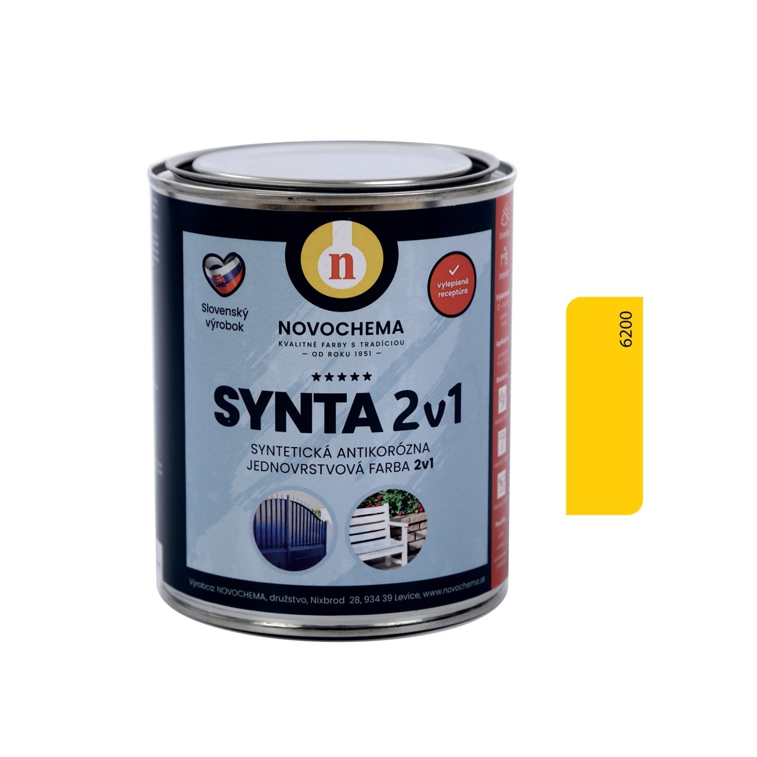 NOVOCHEMA SYNTA 2v1 syntetická jednovrstvová antikorózna farba na kov 2v1