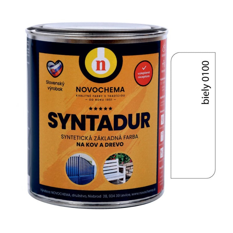 NOVOCHEMA SYNTADUR univerzálna základná syntetická farba na kov a drevo - 0100 - Biela