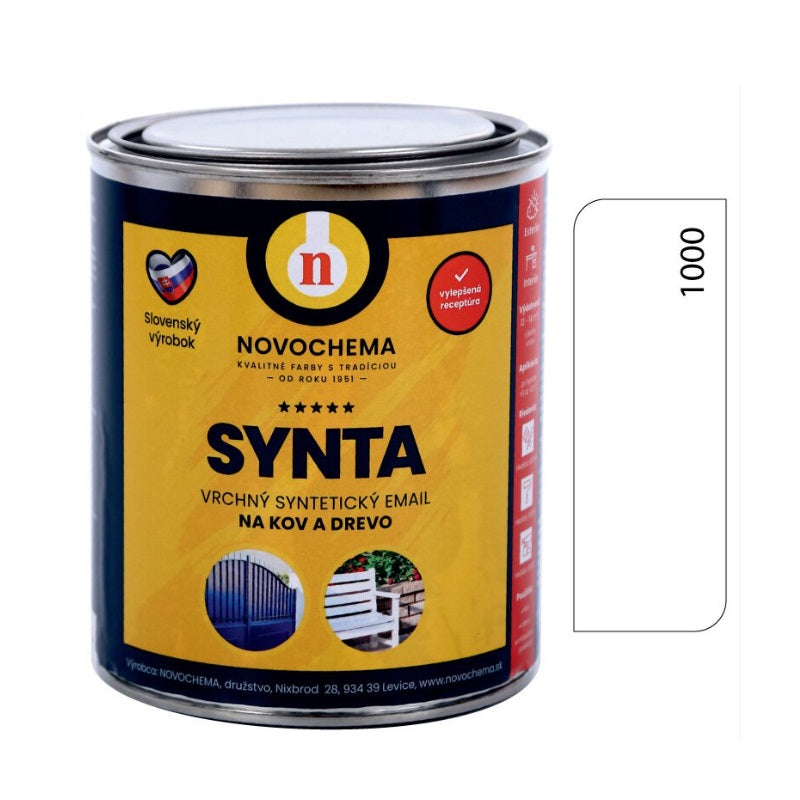 NOVOCHEMA SYNTA email vrchná syntetická farba na kov a drevo - 1000 - Biela