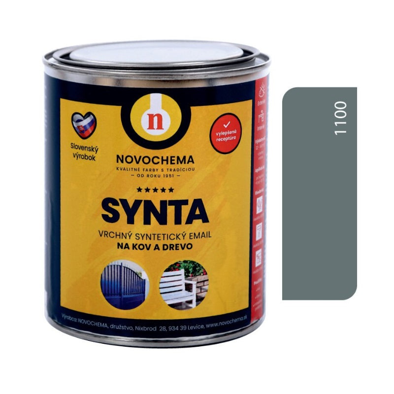 NOVOCHEMA SYNTA email vrchná syntetická farba na kov a drevo - 1100 - Tmavosivá