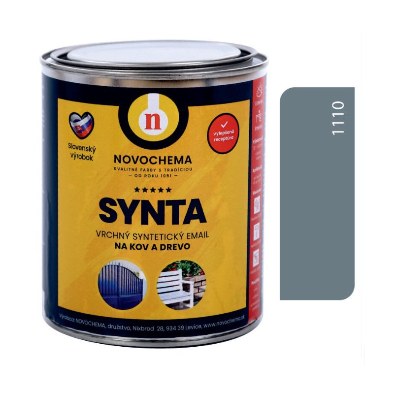 NOVOCHEMA SYNTA email vrchná syntetická farba na kov a drevo - 1110 - Sivá