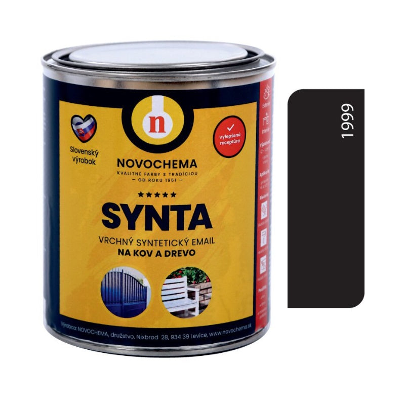 NOVOCHEMA SYNTA email vrchná syntetická farba na kov a drevo - 1999 - Čierna