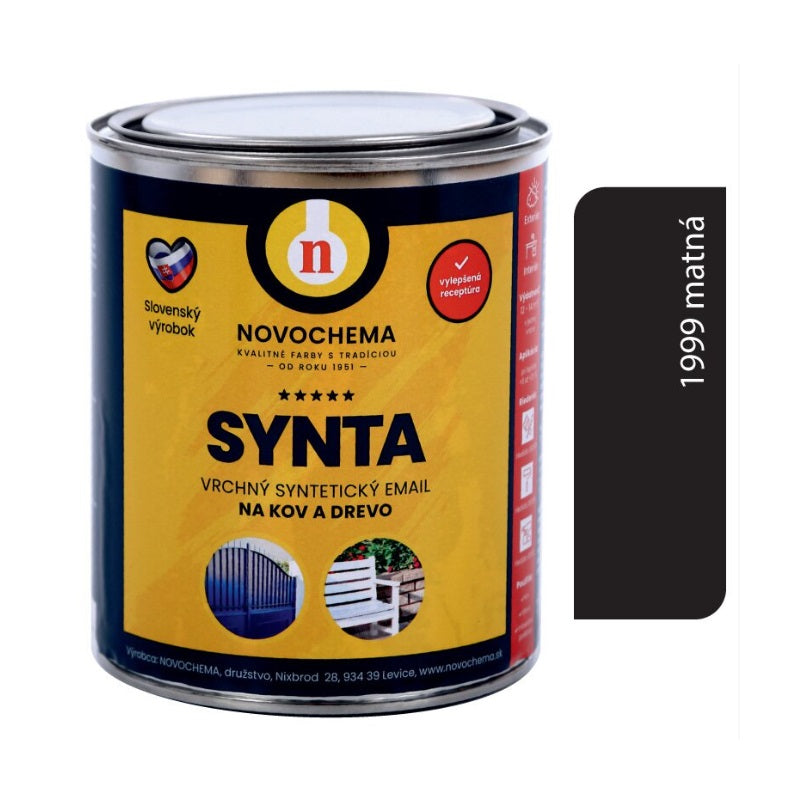 NOVOCHEMA SYNTA email vrchná syntetická farba na kov a drevo - 1999 - Čierna matná