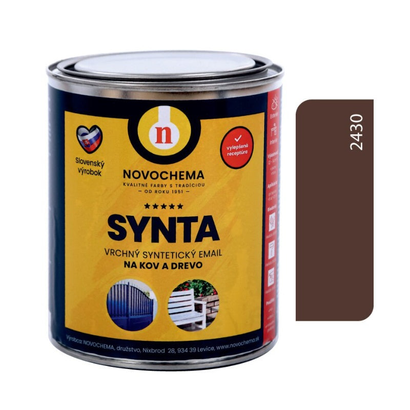 NOVOCHEMA SYNTA email vrchná syntetická farba na kov a drevo - 2430 - Hnedá čokoládová