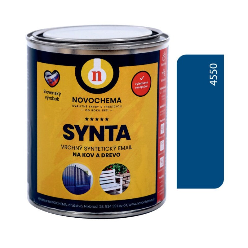 NOVOCHEMA SYNTA email vrchná syntetická farba na kov a drevo - 4550 - Návestná modrá