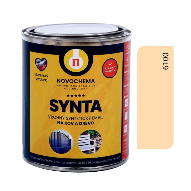 NOVOCHEMA SYNTA email vrchná syntetická farba na kov a drevo - 6100 - Krémová stredná