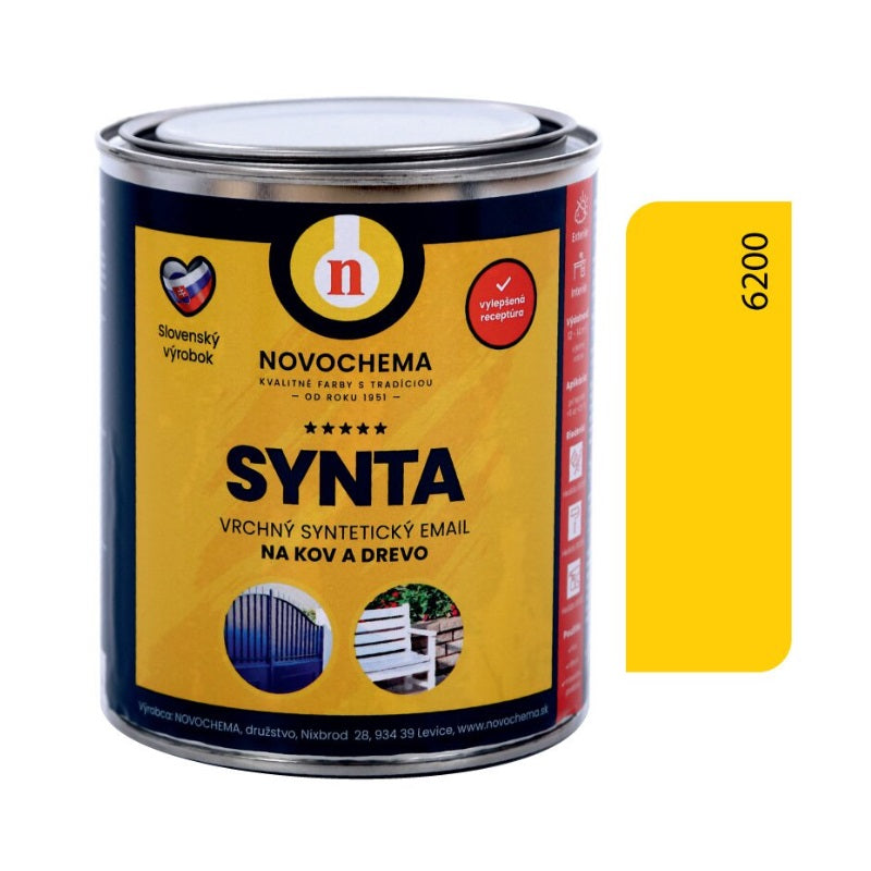 NOVOCHEMA SYNTA email vrchná syntetická farba na kov a drevo - 6200 - Žltá plynárenská