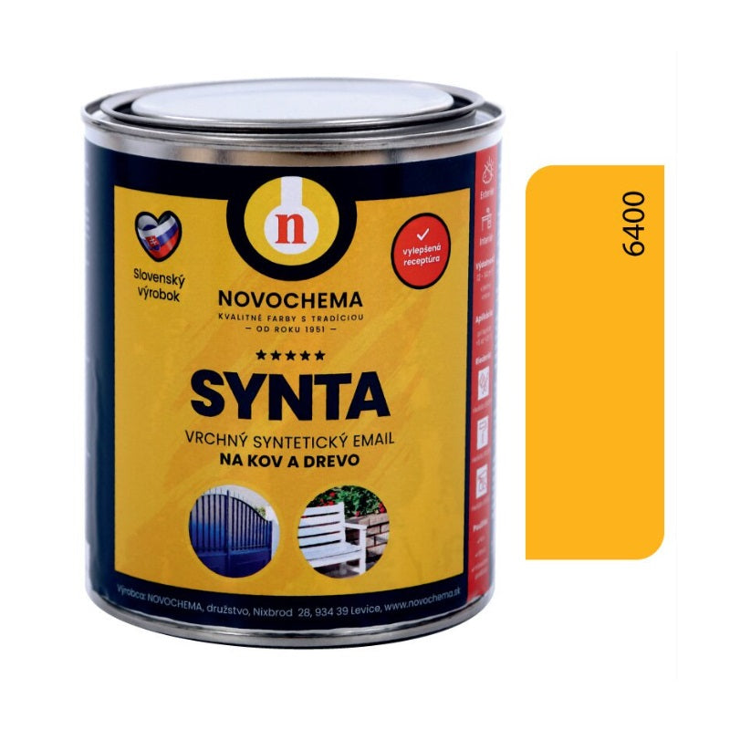 NOVOCHEMA SYNTA email vrchná syntetická farba na kov a drevo - 6400 - Žltá sýta