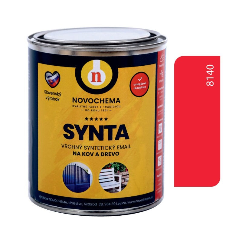 NOVOCHEMA SYNTA email vrchná syntetická farba na kov a drevo - 8140 - Červená rumelková svetlá