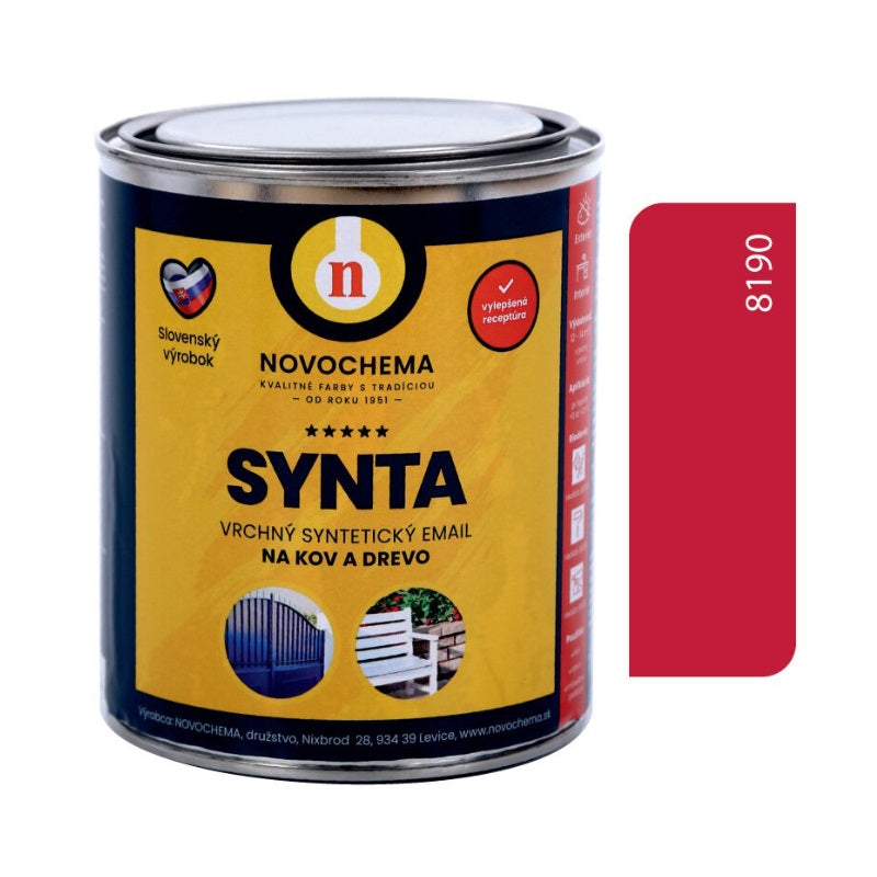 NOVOCHEMA SYNTA email vrchná syntetická farba na kov a drevo - 8190 - Tmavočervená