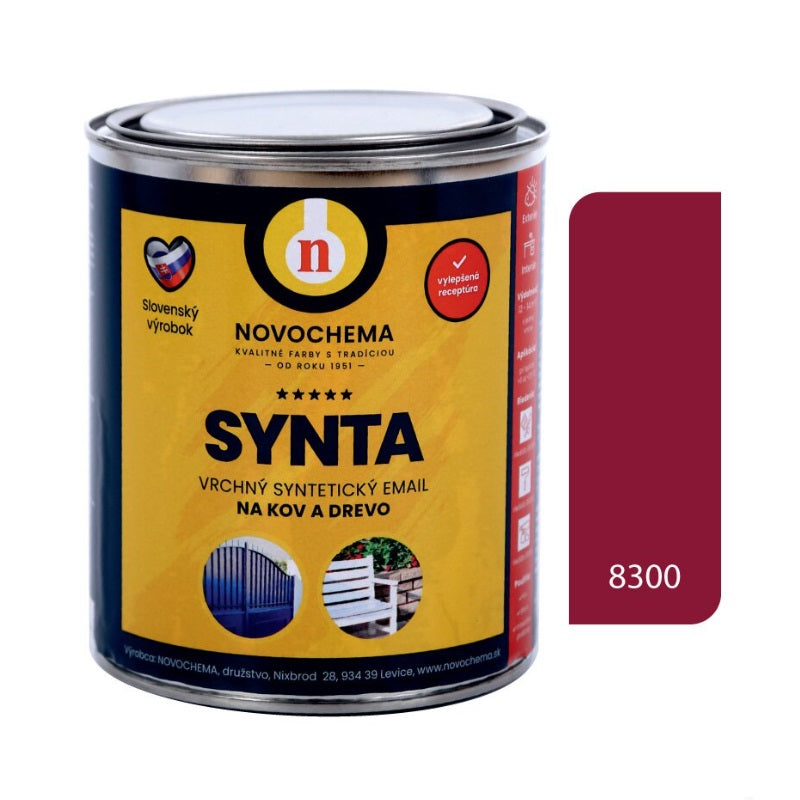 NOVOCHEMA SYNTA email vrchná syntetická farba na kov a drevo - 8300 - Višňová