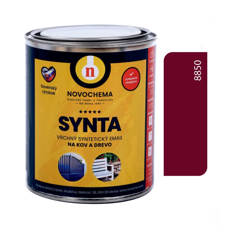 NOVOCHEMA SYNTA email vrchná syntetická farba na kov a drevo - 8850 - Bordová