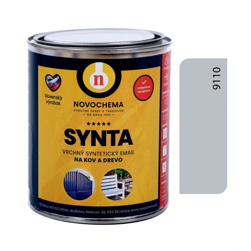 NOVOCHEMA SYNTA email vrchná syntetická farba na kov a drevo - 9110 - Hliníková