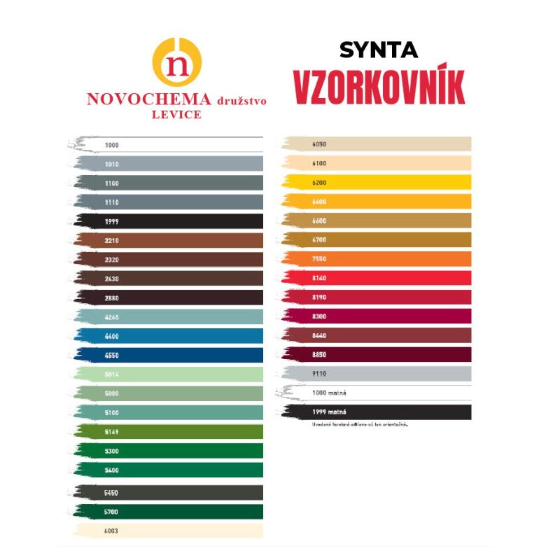 NOVOCHEMA SYNTA email vrchná syntetická farba na kov a drevo - vzorkovník