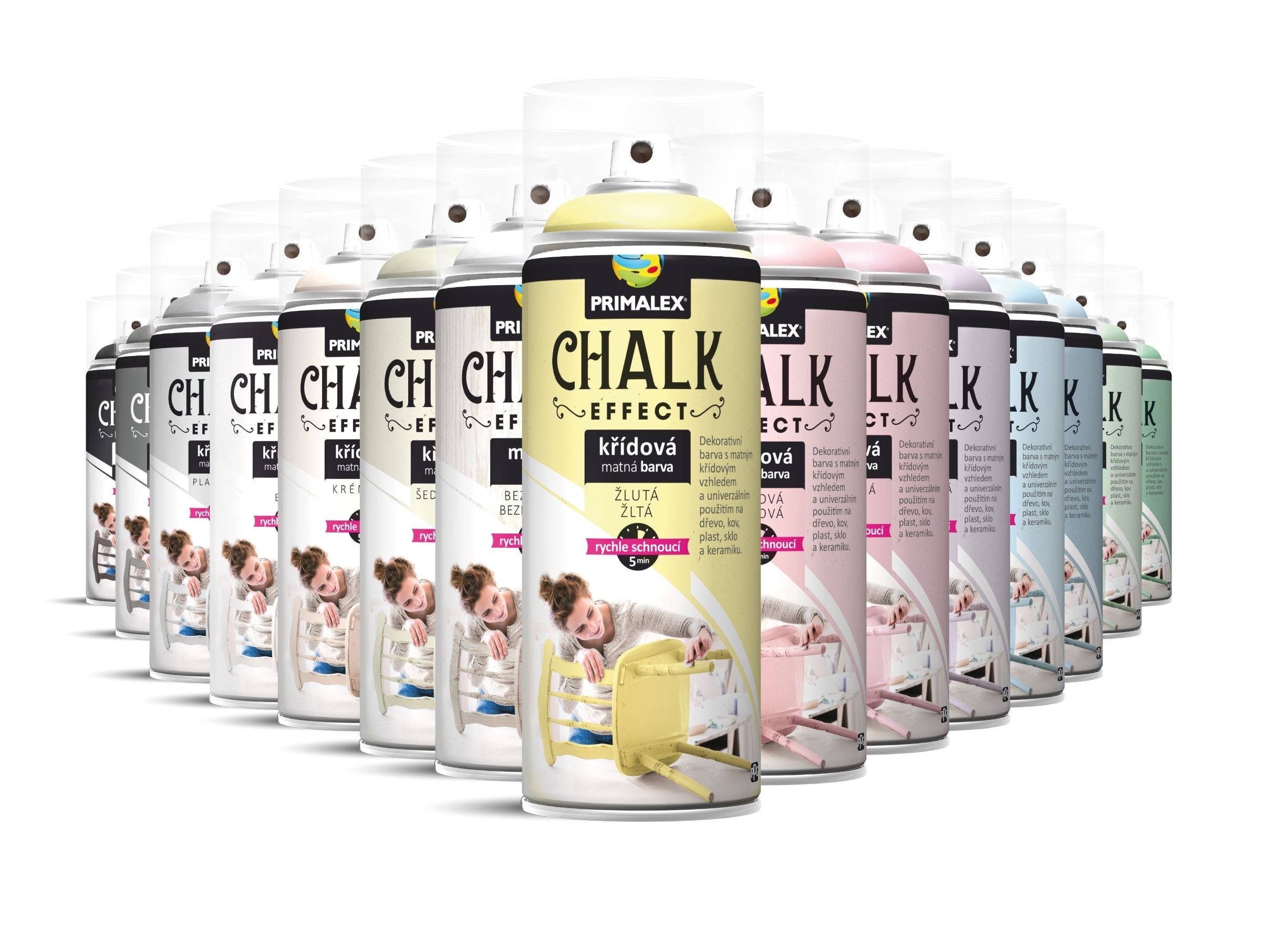 PRIMALEX CHALK EFFECT Rýchloschnúca kriedová matná farba v spreji na nábytok 400 ml