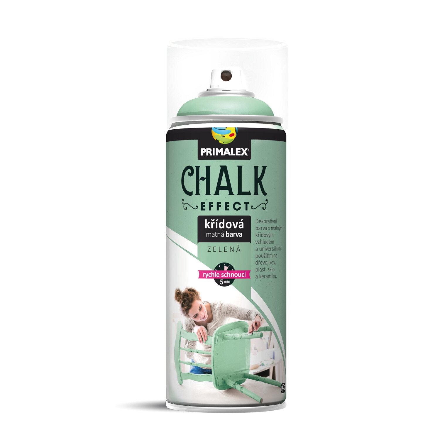 PRIMALEX CHALK EFFECT Rýchloschnúca kriedová matná farba v spreji na nábytok 400 ml_zelená