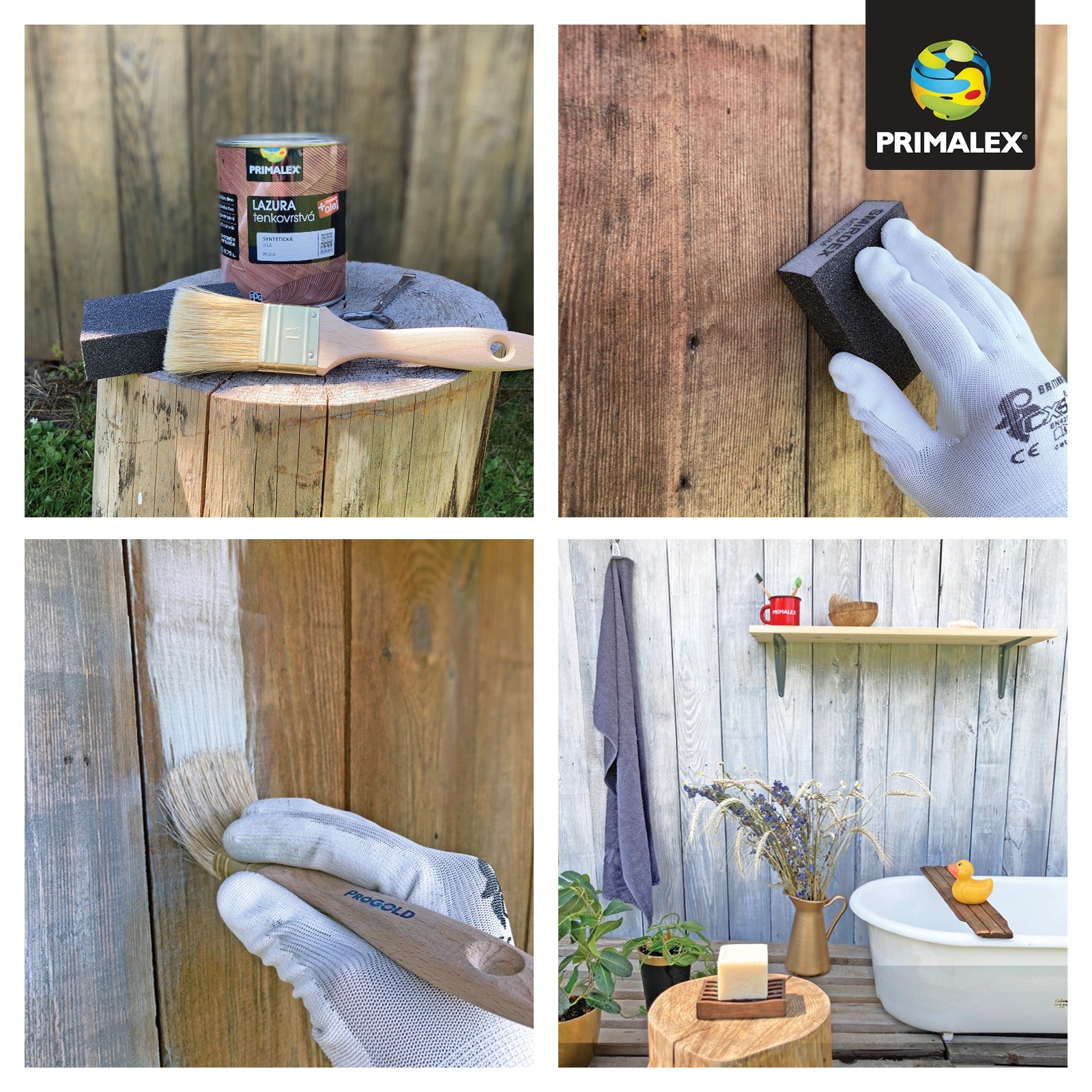 PRIMALEX LAZÚRA tenkovrstvá na drevo_aplikácia pred a po