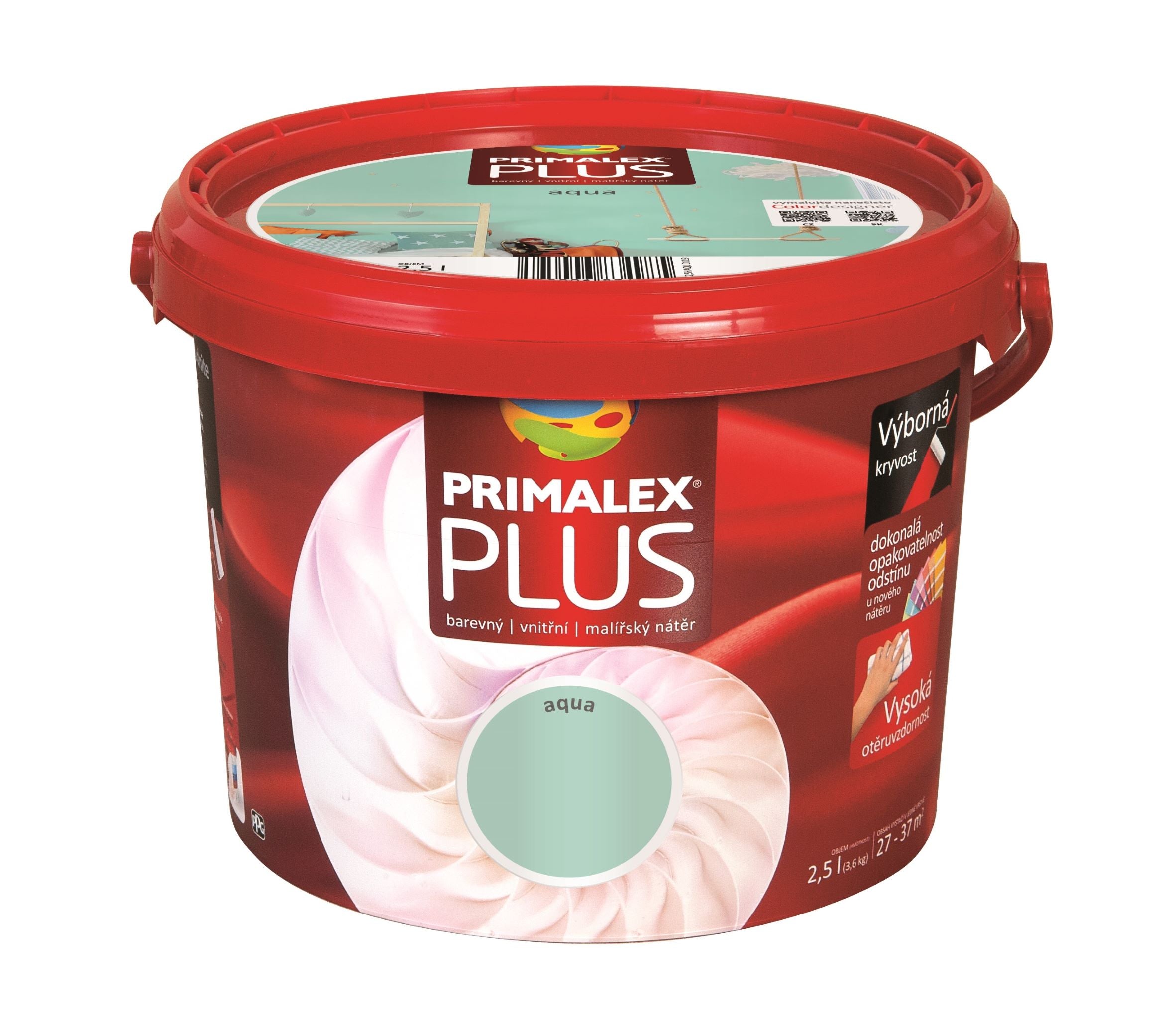 PRIMALEX PLUS farebná interiérová maliarska farba na stenu aqua 2,5 l