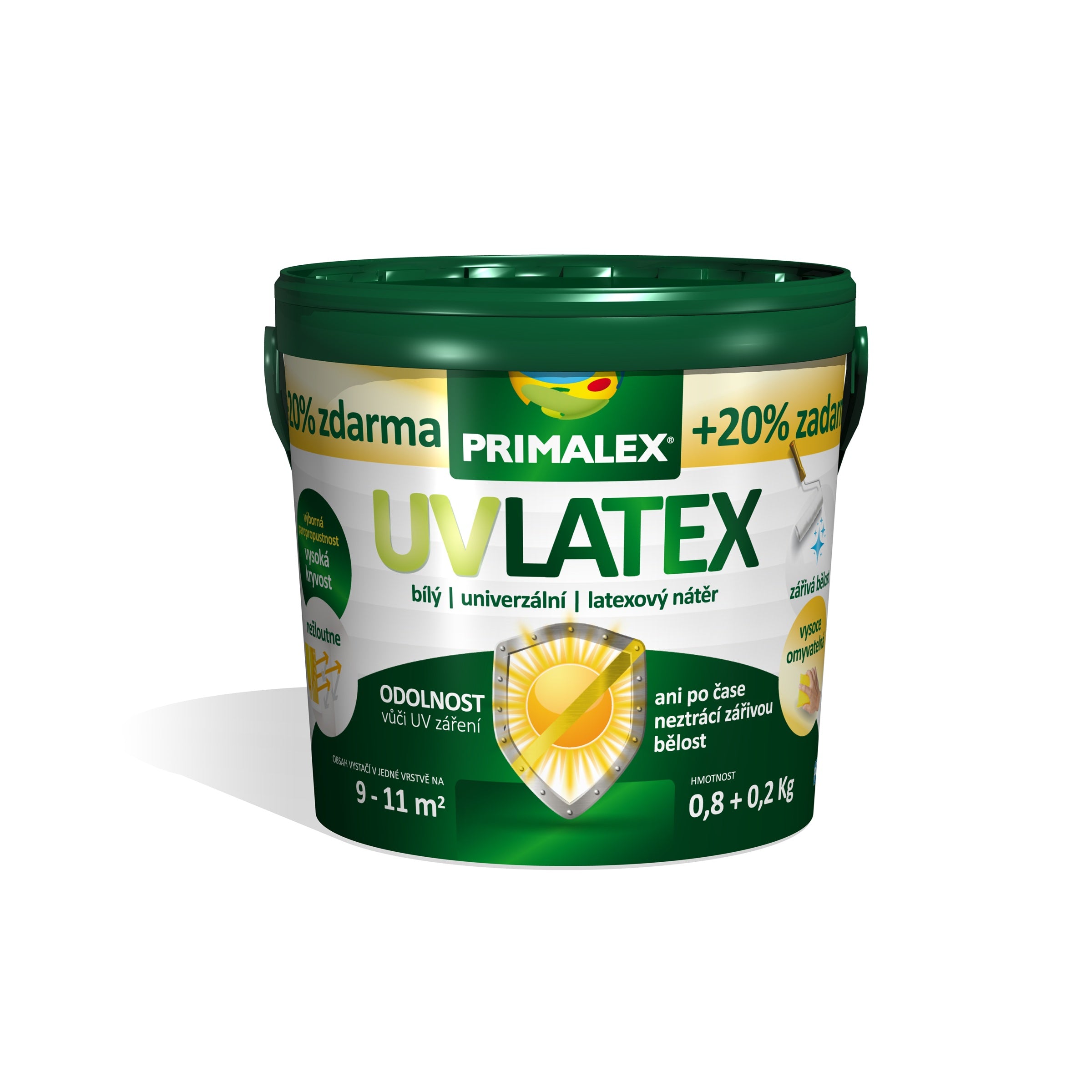 PRIMALEX UV LATEX biely latexový umývateľný náter na stenu 1l