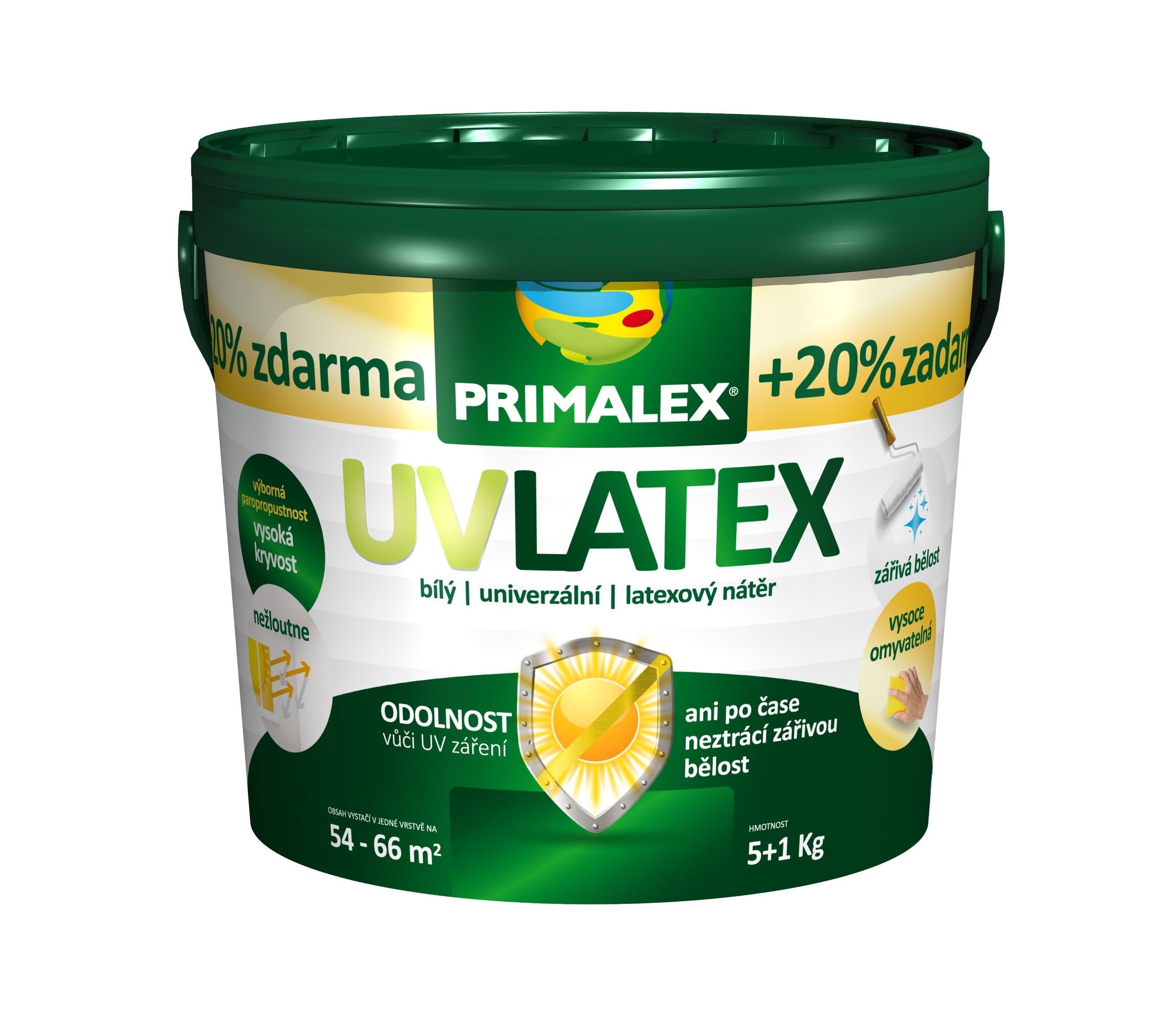 PRIMALEX UV LATEX Biely latexový umývateľný náter na stenu