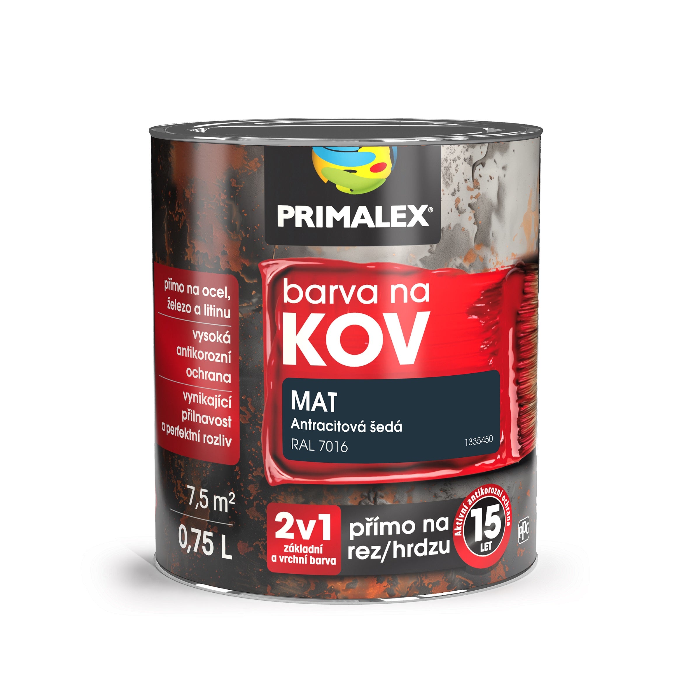 PRIMALEX Antikorózna farba na kov 2v1 antracitová sivá