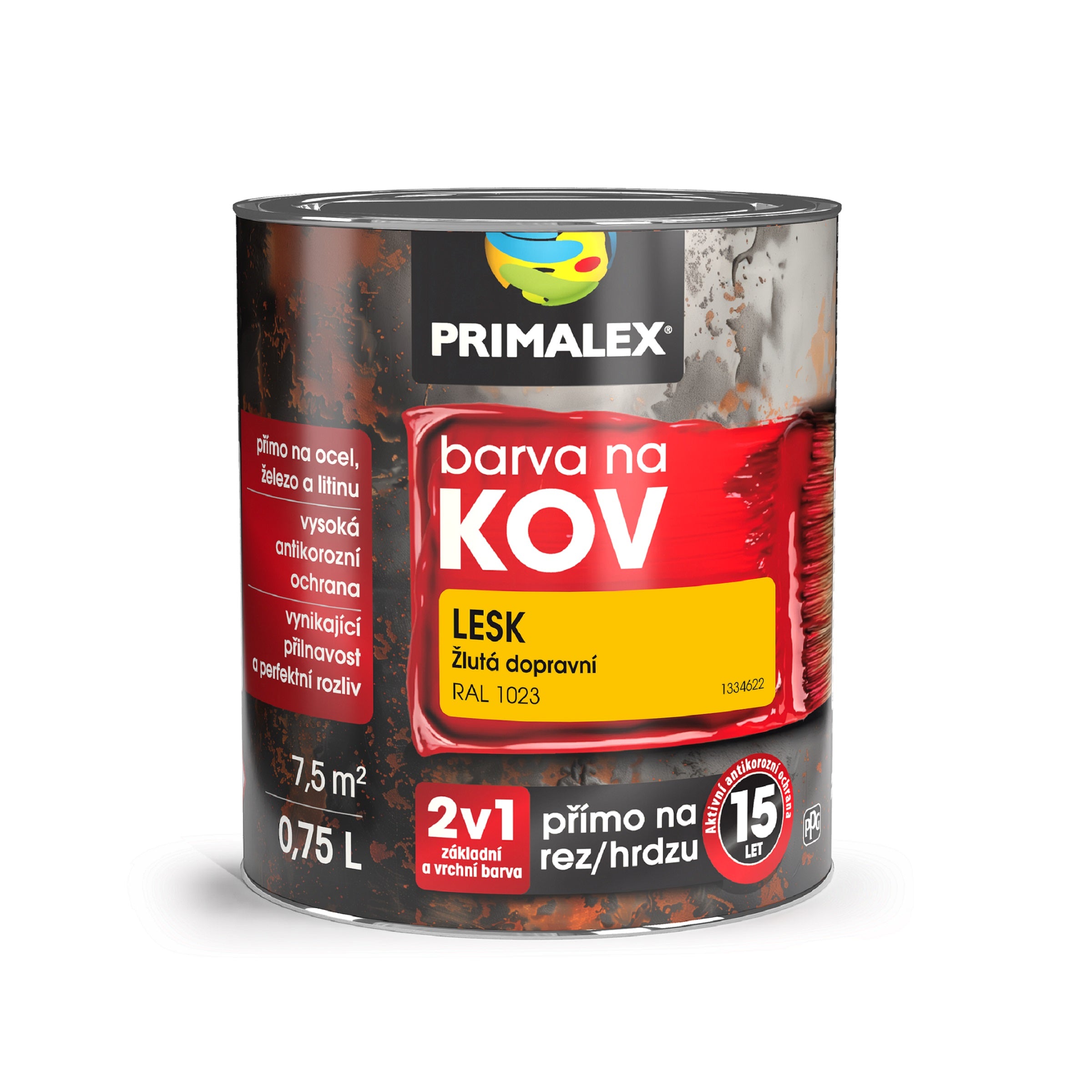 PRIMALEX Antikorózna farba na kov 2v1 dopravná žltá